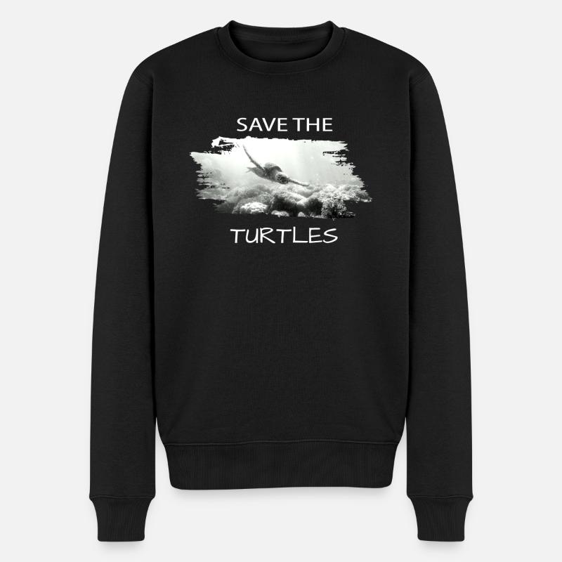save the turtles - Männer Premium Bio Pullover - Schwarz
