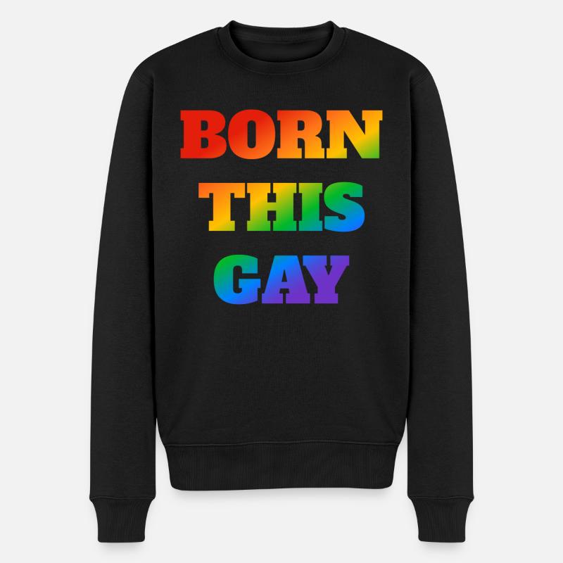 Né ce texte arc-en-ciel gay - Pull Premium bio Homme - noir
