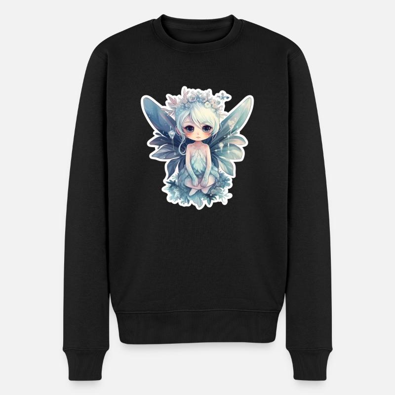 Kleine Eisfee mit Blumenbkrone - Männer Premium Bio Pullover - Schwarz