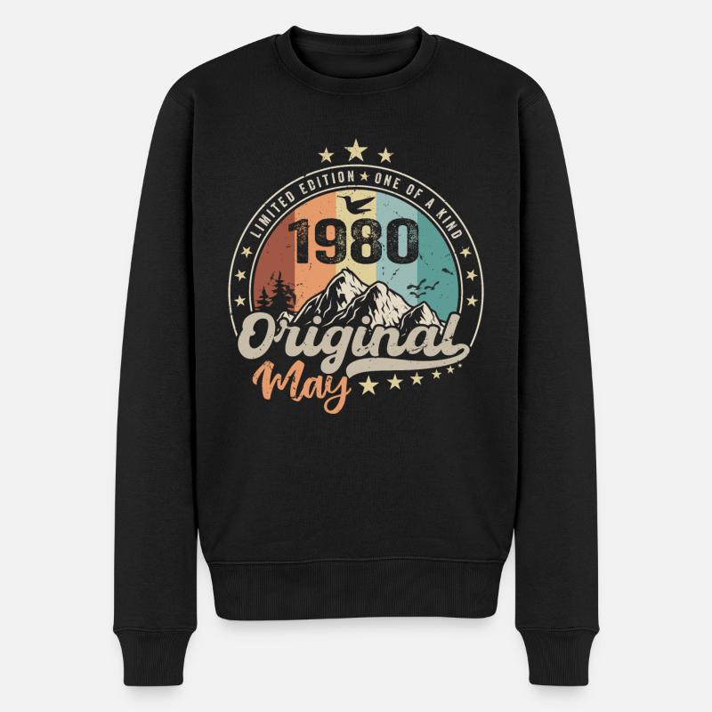 Mai 1980 Original Geburtstagsgeschenk Mai 1980 - Männer Premium Bio Pullover - Schwarz