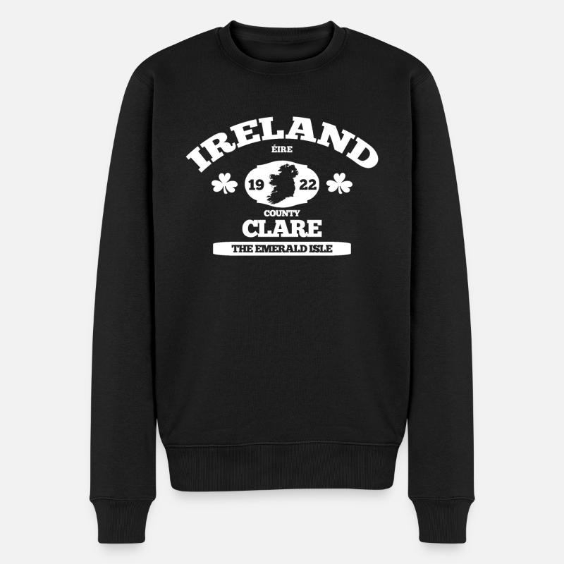Clare Irland. Klassisches irisches Design - Männer Premium Bio Pullover - Schwarz