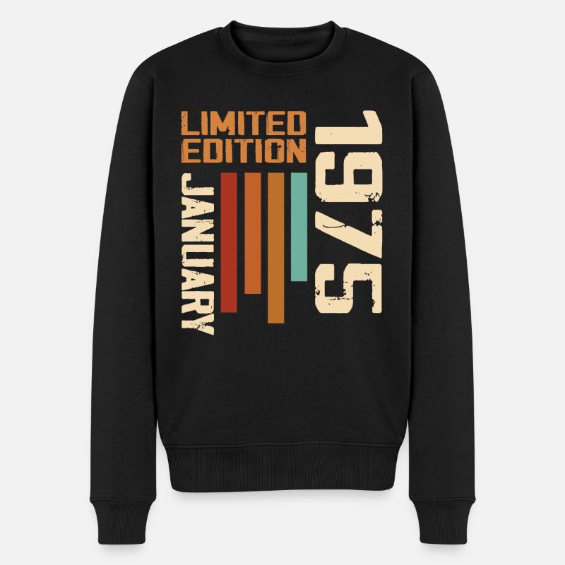 Januar 1975 - 1975 Januar Geburtstagsgeschenk - Männer Premium Bio Pullover - Schwarz