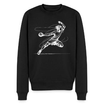 Handballer - single-line-drawing - weiß - Männer Premium Bio Pullover - Schwarz - Vorne - Nico (187cm)