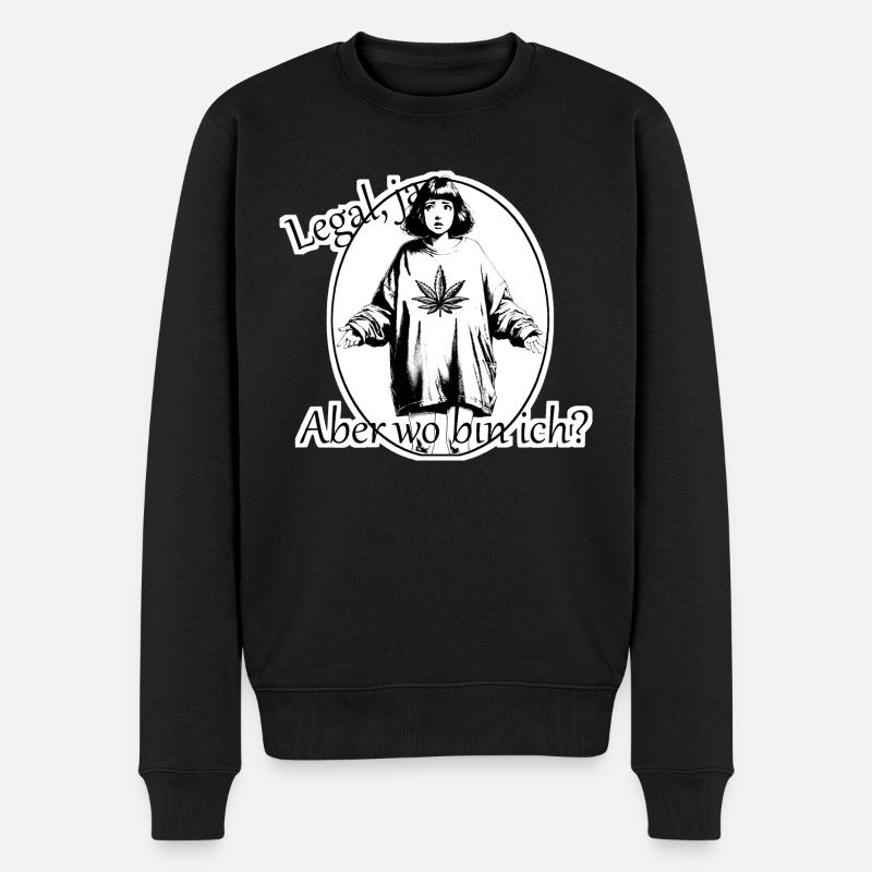 Wo bin ich? - Männer Premium Bio Pullover - Schwarz
