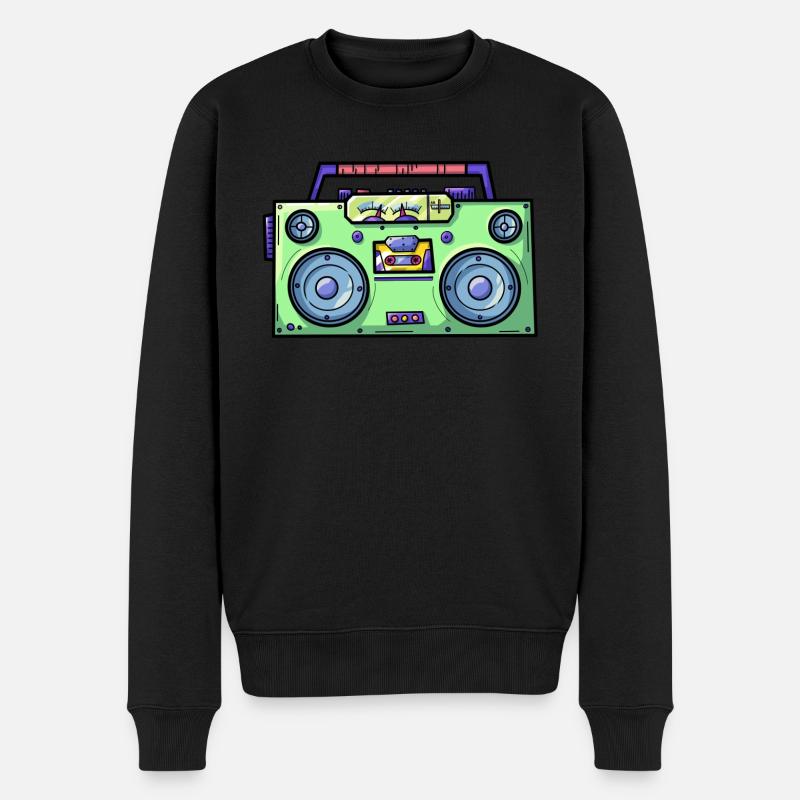 Oldschool Musik - Männer Premium Bio Pullover - Schwarz