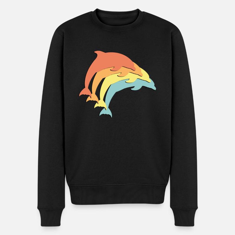 Delfine Delfin Dolphin - Männer Premium Bio Pullover - Schwarz