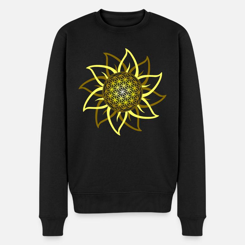 Blume des Lebens - Männer Premium Bio Pullover - Schwarz