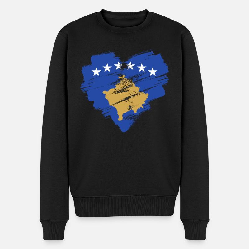Kosovo - Männer Premium Bio Pullover - Schwarz