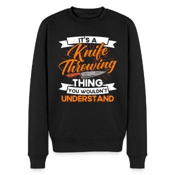 Messerwurfscheibe Geschenk Messerwerfer - Männer Premium Bio Pullover - Schwarz - Vorne - Nico (187cm)