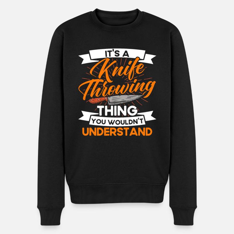 Messerwurfscheibe Geschenk Messerwerfer - Männer Premium Bio Pullover - Schwarz