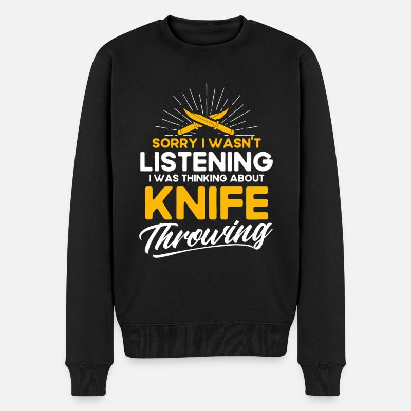Messerwurfscheibe Geschenk Messerwerfer - Männer Premium Bio Pullover - Schwarz