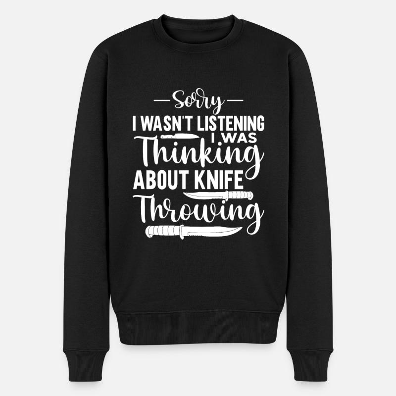 Messerwurfscheibe Geschenk Messerwerfer - Männer Premium Bio Pullover - Schwarz