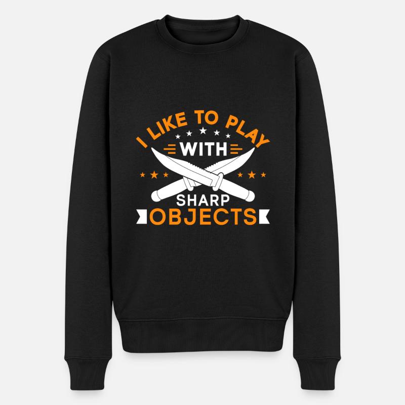 Messerwurfscheibe Geschenk Messerwerfer - Männer Premium Bio Pullover - Schwarz
