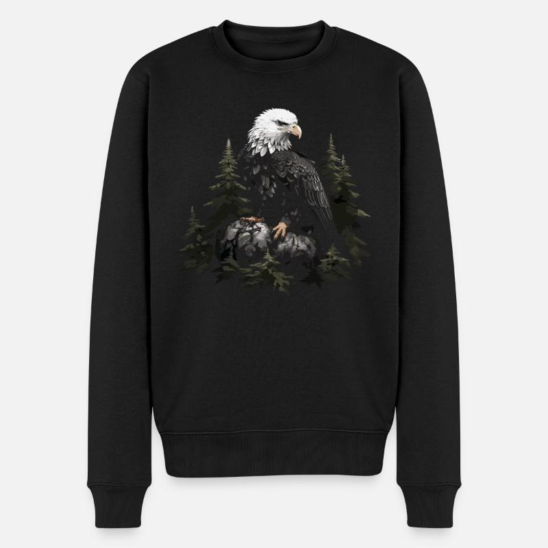 Forêt animale d’aigle à tête blanche - Pull Premium bio Homme - noir