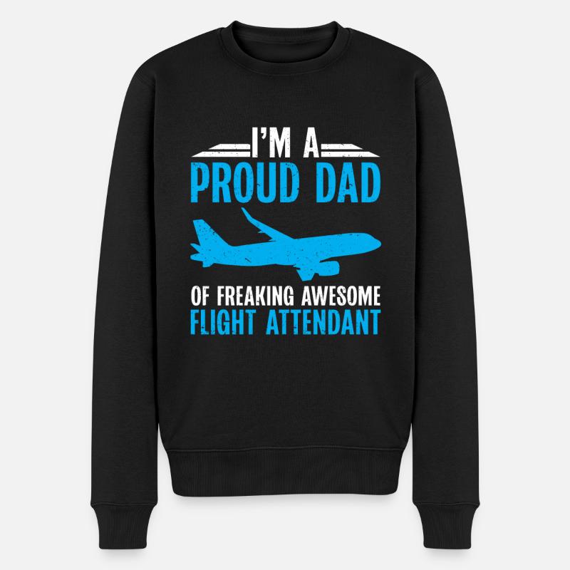 Flugbegleiter Papa Stewardess Flugbegleiter - Männer Premium Bio Pullover - Schwarz