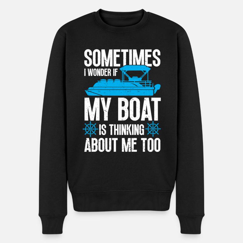 Boot Pontoon Boot Kapitän - Männer Premium Bio Pullover - Schwarz