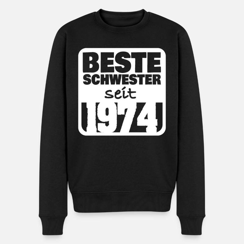Geschwister 1974 - Männer Premium Bio Pullover - Schwarz