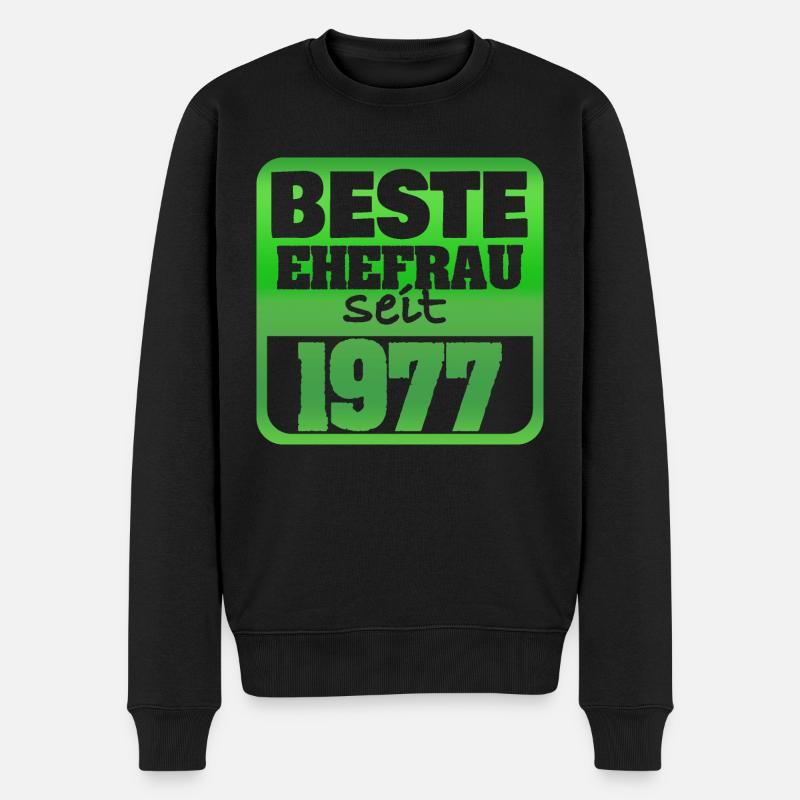 Frau 1977 - Männer Premium Bio Pullover - Schwarz