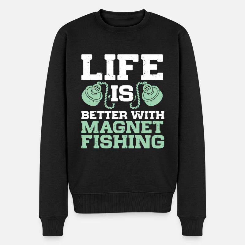 Magnetfischen - Männer Premium Bio Pullover - Schwarz