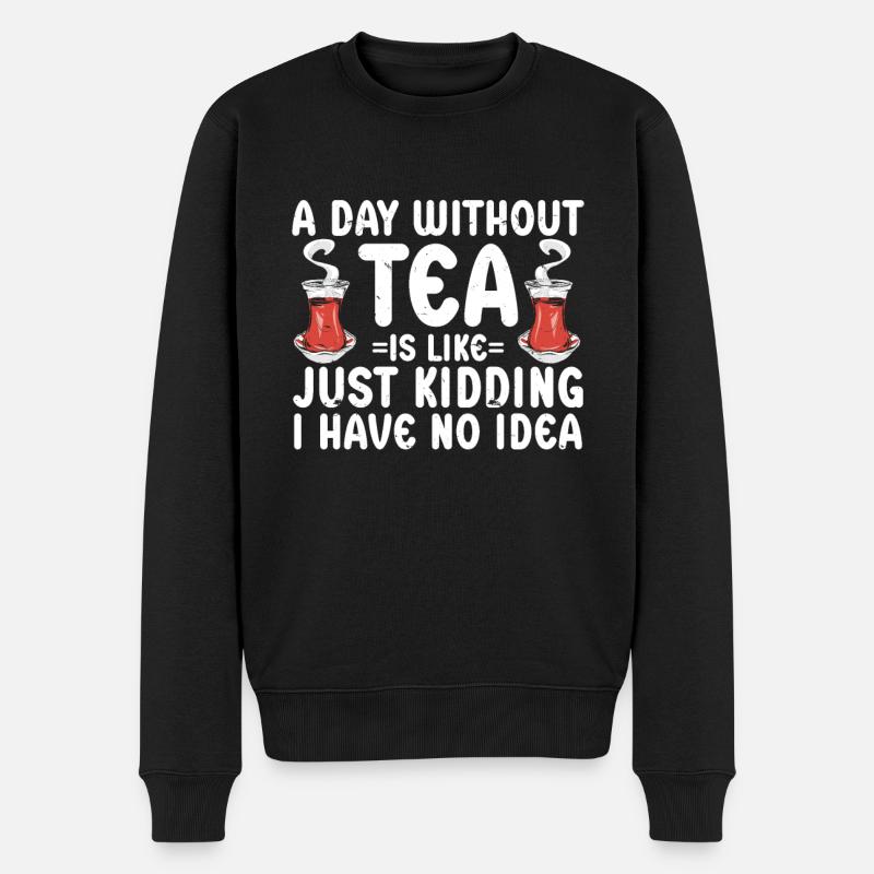 Teetrinker Tee - Männer Premium Bio Pullover - Schwarz