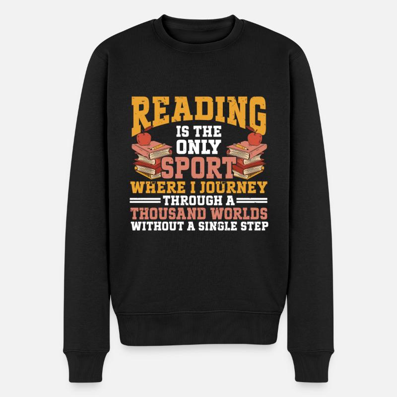 Lesen Bücherwurm - Männer Premium Bio Pullover - Schwarz