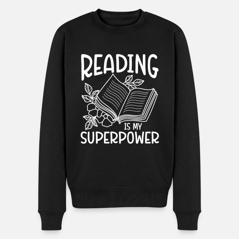 Lecture d’un rat de bibliothèque - Pull Premium bio Homme - noir