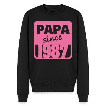 1987 - Männer Premium Bio Pullover - Schwarz - Vorne - Nico (187cm)