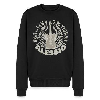 Geschenk für Alessio - Männer Premium Bio Pullover - Schwarz - Vorne - Nico (187cm)