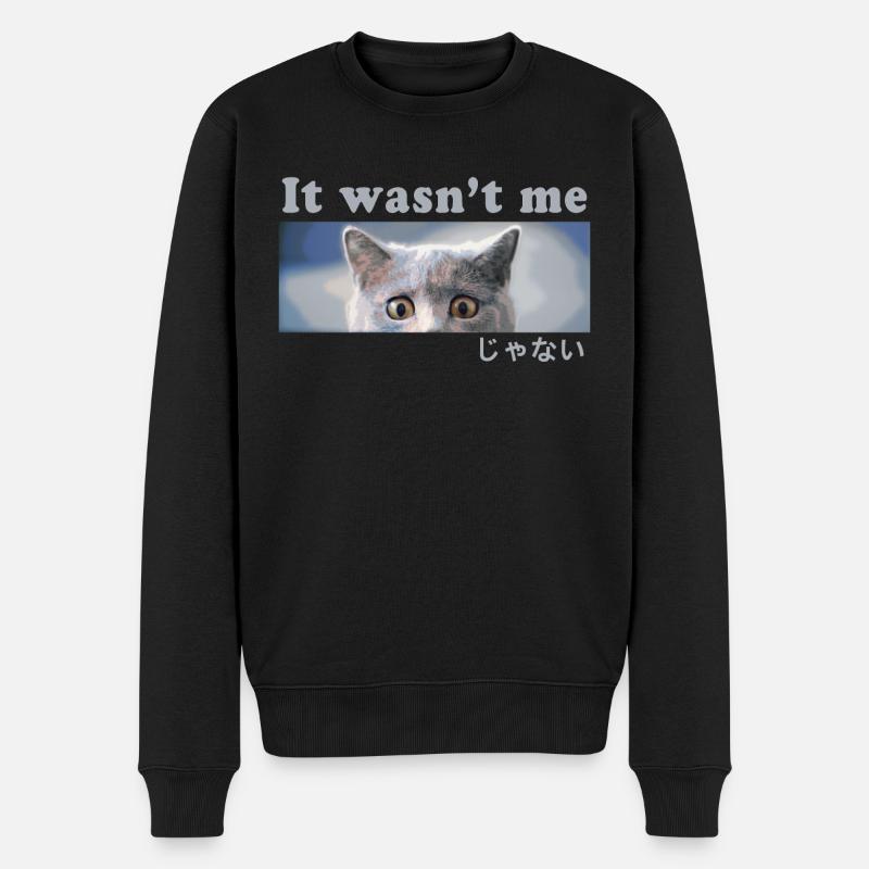 Busted? Ich war es nicht! Schuldige Katze - Männer Premium Bio Pullover - Schwarz