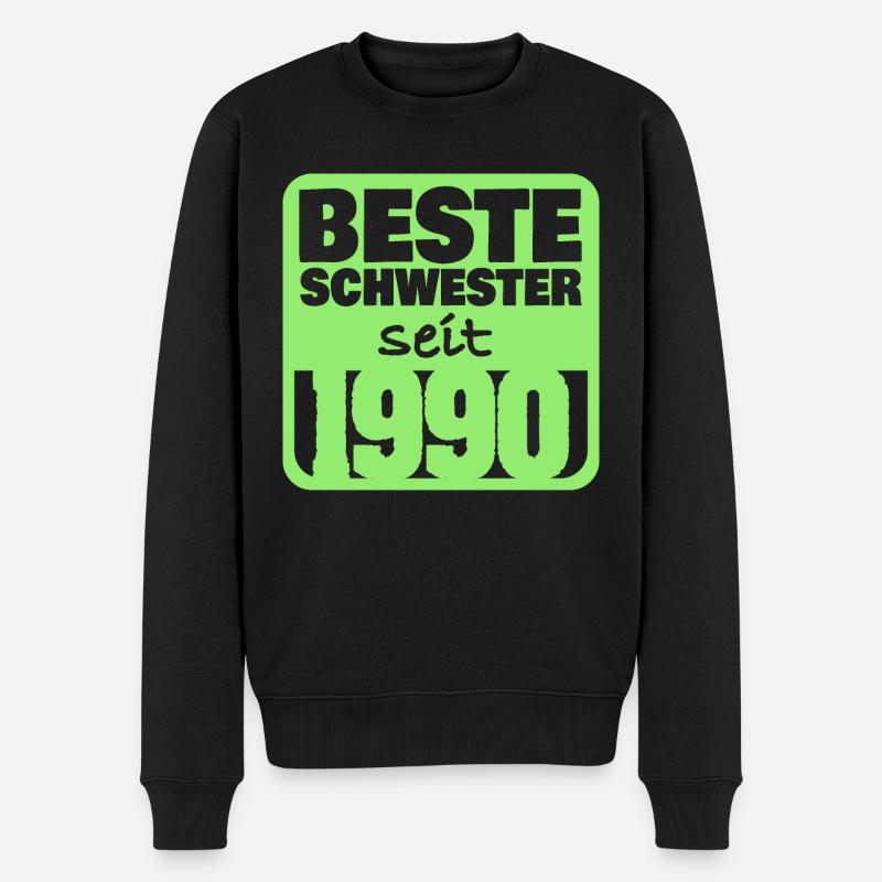 1990 - Männer Premium Bio Pullover - Schwarz