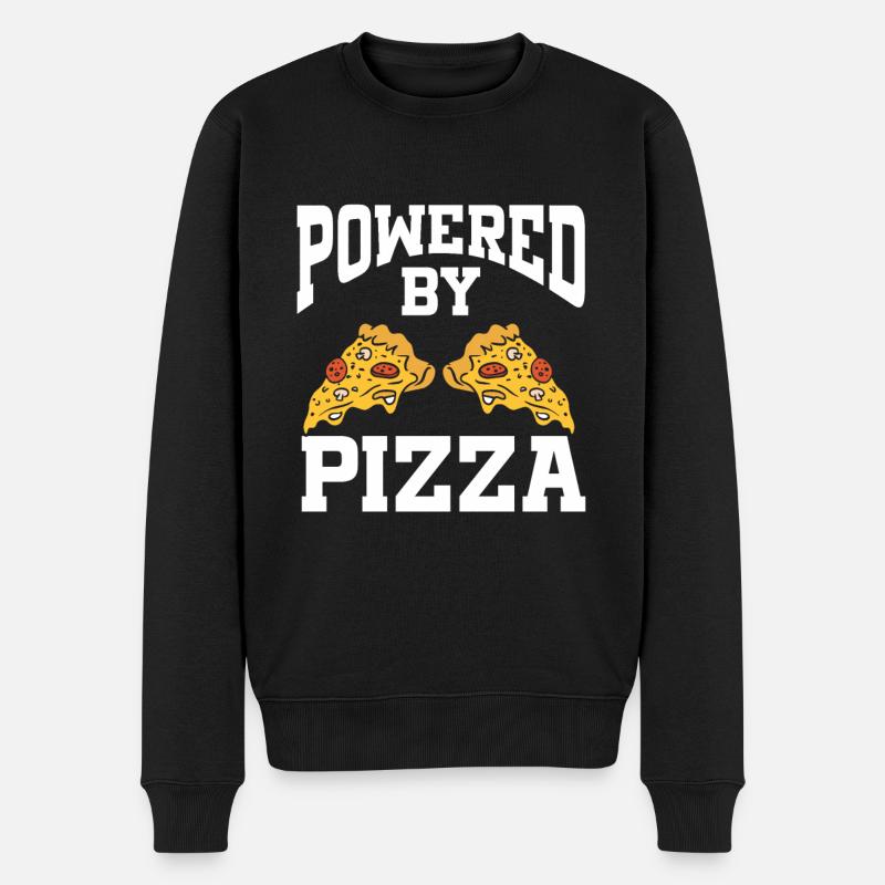 Powered By Pizza - Männer Premium Bio Pullover - Schwarz