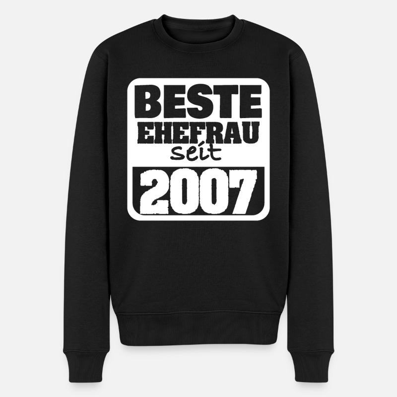 Frau 2007 - Männer Premium Bio Pullover - Schwarz