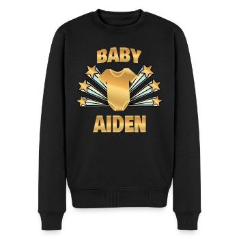 Aiden als Geburt - Männer Premium Bio Pullover - Schwarz - Vorne - Nico (187cm)