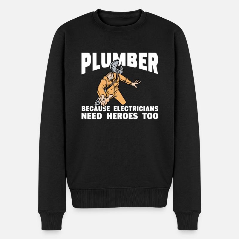 Drôle Je suis plombier - Pull Premium bio Homme - noir