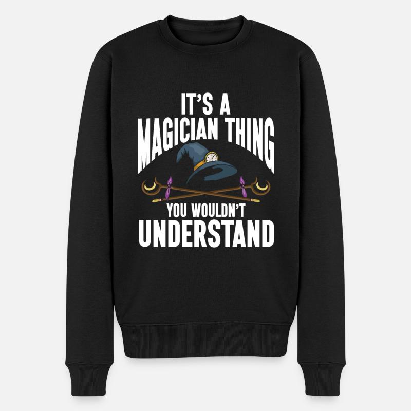 Funny Magician Magic - Männer Premium Bio Pullover - Schwarz