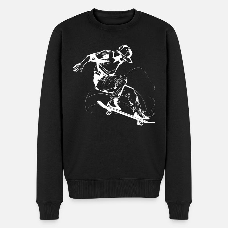 Skateboarder Skizze - Männer Premium Bio Pullover - Schwarz