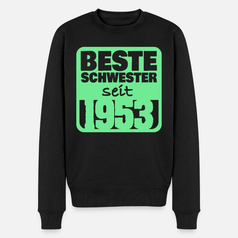 Schwester 1953 - Männer Premium Bio Pullover - Schwarz