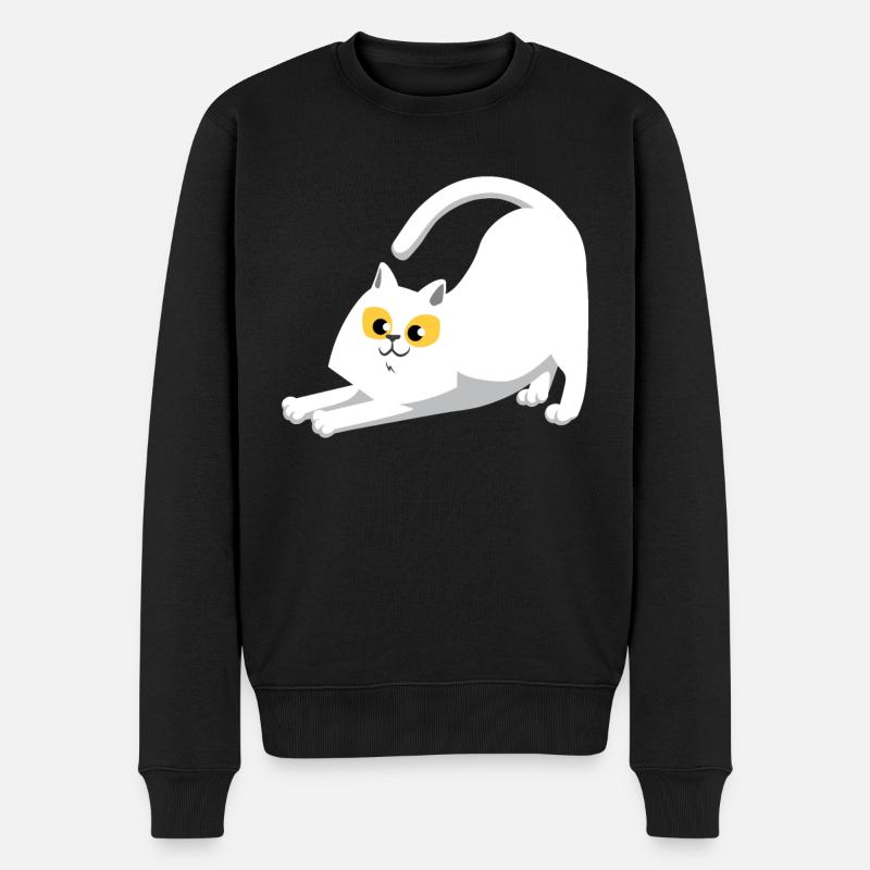 Chat blanc qui s'étend - Pull Premium bio Homme - noir