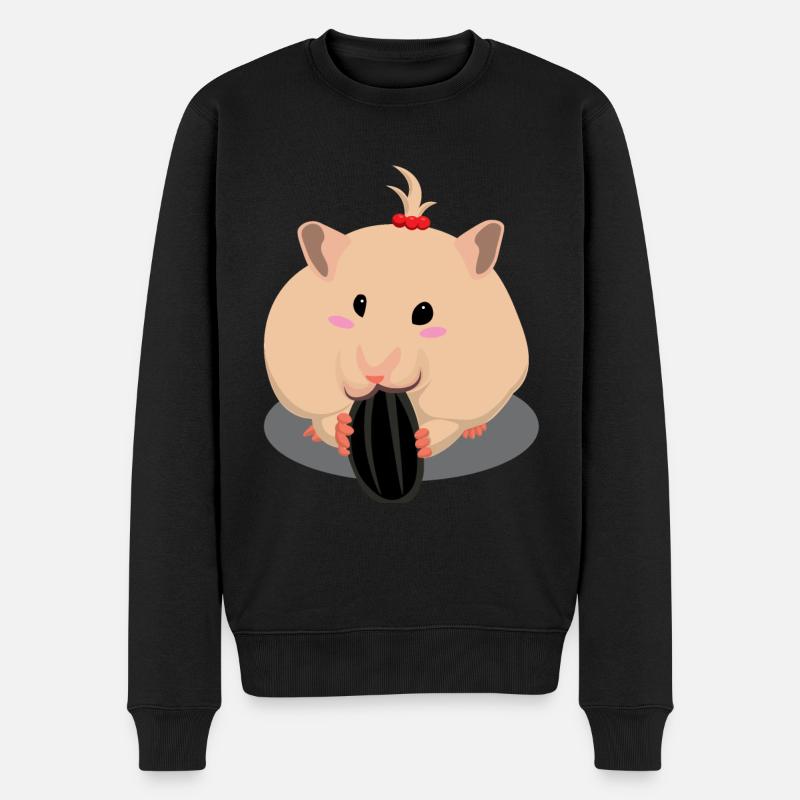 Mignon hamster brun clair manger - Pull Premium bio Homme - noir