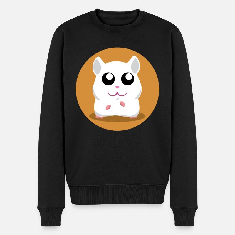 Netter weißer Hamster - Männer Premium Bio Pullover - Schwarz