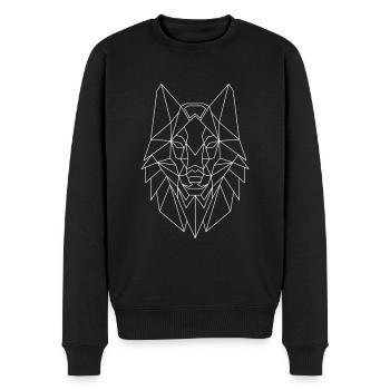 Polygon Wolf Husky Hund Design - geometrisch Wölfe - Männer Premium Bio Pullover - Schwarz - Vorne - Nico (187cm)