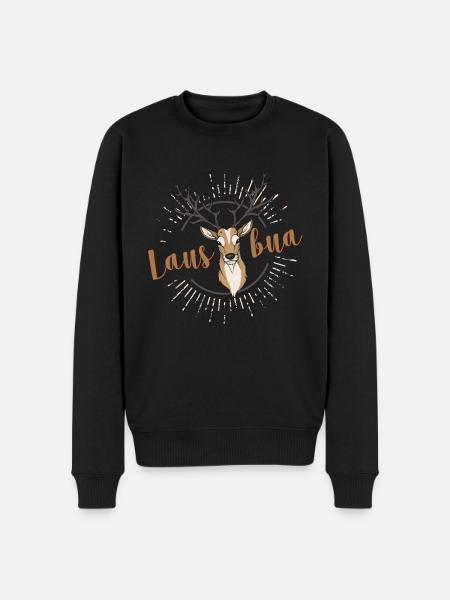 Lausbua Hirsch Lederhosen - Männer Premium Bio Pullover - Schwarz