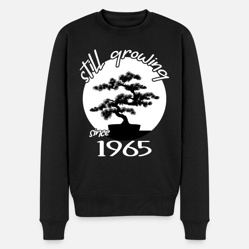 1965 geburtstag bonsai-baum "still growing"nebari - Männer Premium Bio Pullover - Schwarz