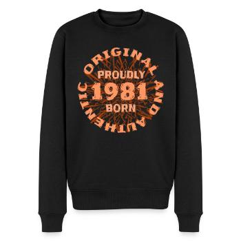 Jahr 1981 - Männer Premium Bio Pullover - Schwarz - Vorne - Nico (187cm)