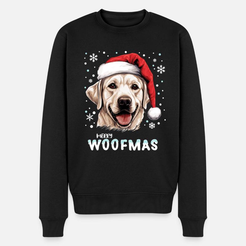 Niedlicher Labrador Hund feiert Weihnachten - Männer Premium Bio Pullover - Schwarz