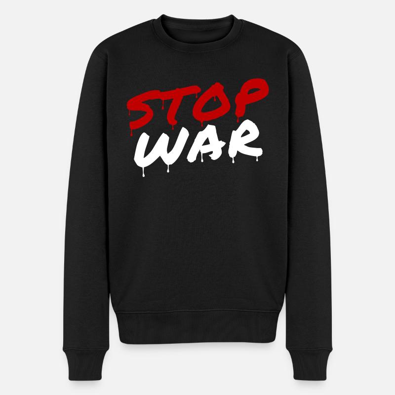 STOP WAR - Männer Premium Bio Pullover - Schwarz