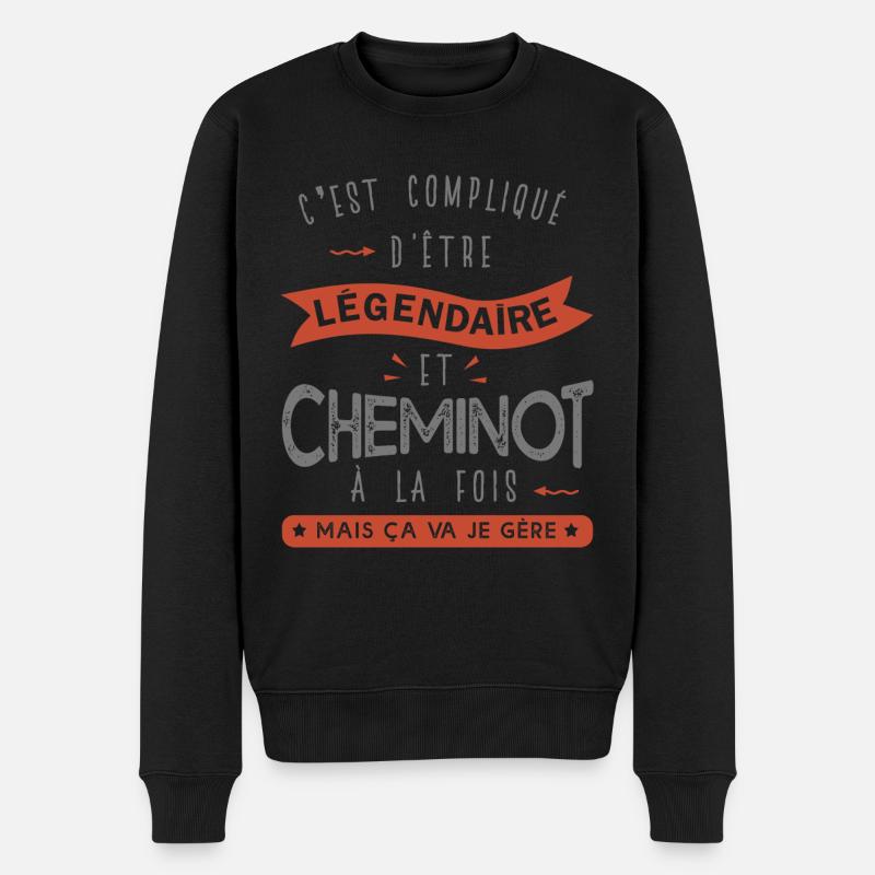 métier CHEMINOT papa, papy cheminot cadeau - Pull Premium bio Homme - noir