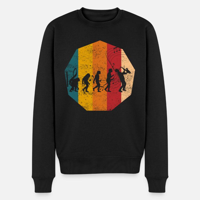 Evolution Saxophoniste Saxophone - Pull Premium bio Homme - noir