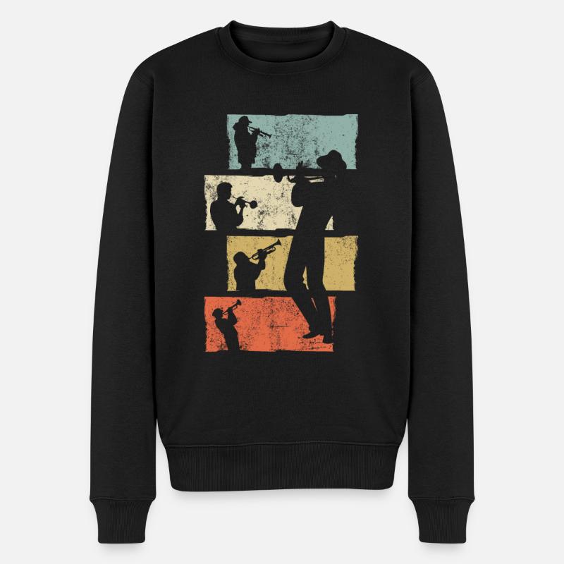 Trompette trompette rétro - Pull Premium bio Homme - noir