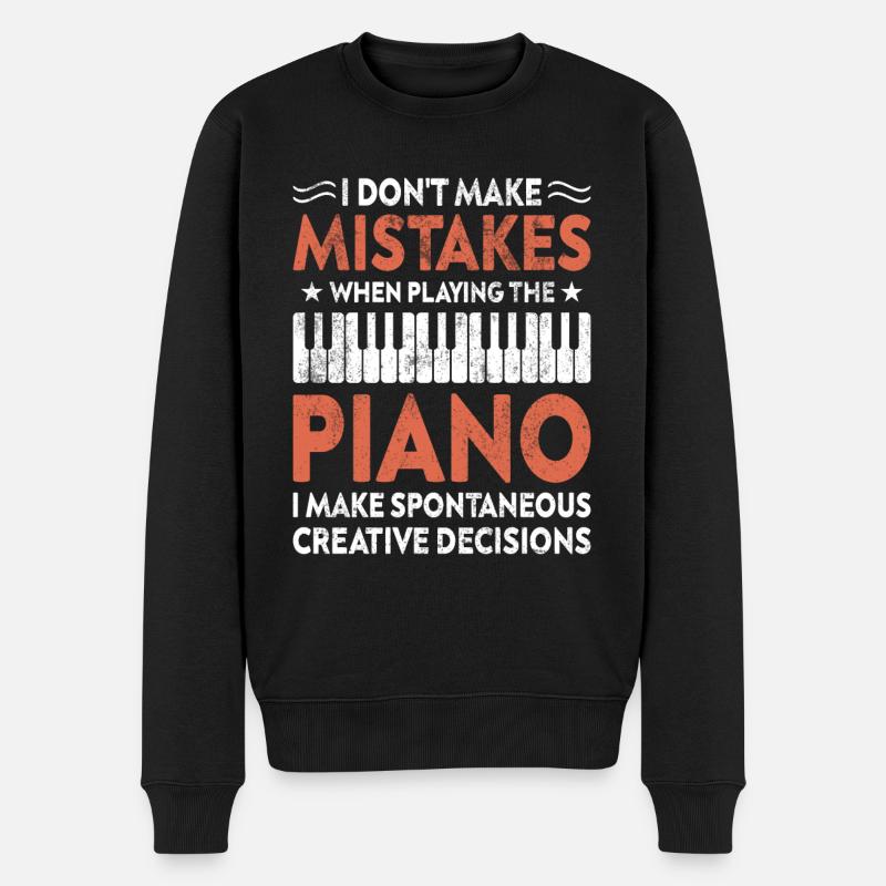 Piano Klavierspieler - Männer Premium Bio Pullover - Schwarz